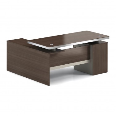 CONCEPT Γραφείο Αναστρέψιμη Γωνία, Απόχρωση Καρυδί - Μπεζ  160x80/160x40 (H.75/62)cm [-Καρυδί-, -Μπεζ-Tortora-Sand-Cappuccino-] [-Melamine-] ΕΟ804,1