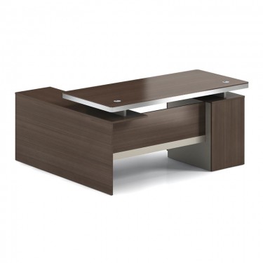 CONCEPT Γραφείο Αναστρέψιμη Γωνία, Απόχρωση Καρυδί - Μπεζ  160x80/160x40 (H.75/62)cm [-Καρυδί-, -Μπεζ-Tortora-Sand-Cappuccino-] [-Melamine-] ΕΟ804,1