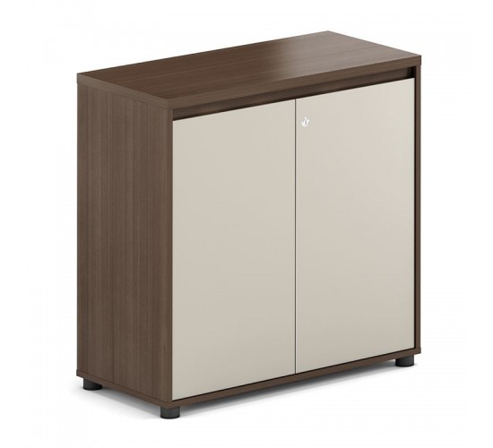 CONCEPT Ντουλάπι Γραφείου Χαμηλό Δίφυλλο, Απόχρωση Καρυδί - Μπεζ  80x40x80cm [-Καρυδί-, -Μπεζ-Tortora-Sand-Cappuccino-] [-Melamine-] ΕΟ805,1