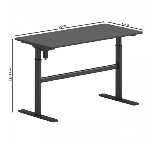 LEVEL Γραφείο Η/Υ Ηλεκτρικό Ρυθμιζόμενο, Πολλαπλών επιλογών ύψους, Μαύρο  120x60x72/115cm [-Μαύρο-] [-Melamine-, -Μέταλλο-] ΕΟ4397,1