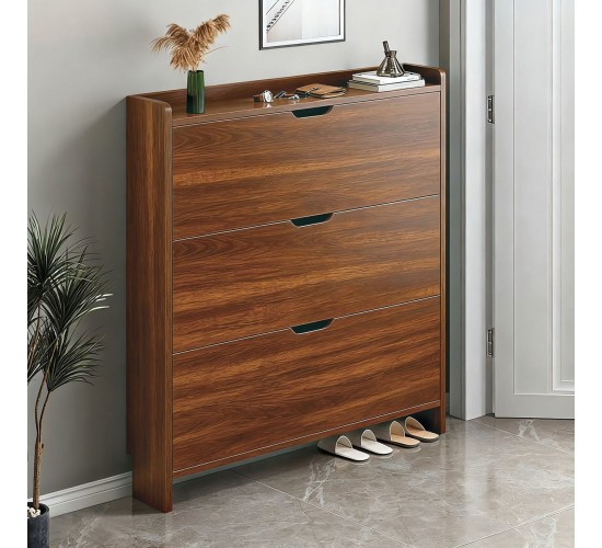 Παπουτσοθήκη MDF - Melamine Απόχρωση Καρυδί  80x17x115cm [-Καρυδί-] [-MDF - Κόντρα Πλακέ - Καπλαμάς - Νοβοπάν-, -Melamine-] Ε8330,4