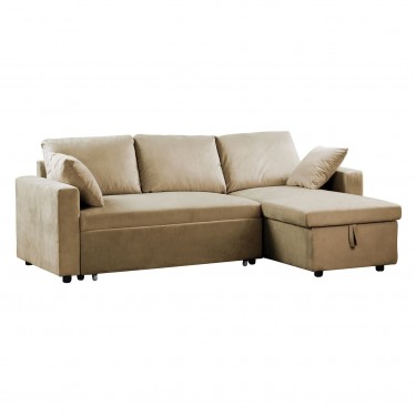 MONTREAL Καναπές Κρεβάτι Γωνία Αναστρέψιμη με Αποθηκευτικό Χώρο, Velure Μπεζ  223x146x80x83cm Bed:118x194x46 [-Μπεζ-Tortora-Sand-Cappuccino-] [-Ύφασμα-] Ε9586,70