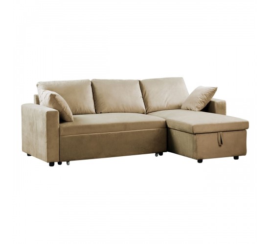 MONTREAL Καναπές Κρεβάτι Γωνία Αναστρέψιμη με Αποθηκευτικό Χώρο, Velure Μπεζ  223x146x80x83cm Bed:118x194x46 [-Μπεζ-Tortora-Sand-Cappuccino-] [-Ύφασμα-] Ε9586,70