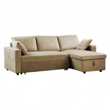 MONTREAL Καναπές Κρεβάτι Γωνία Αναστρέψιμη με Αποθηκευτικό Χώρο, Velure Μπεζ  223x146x80x83cm Bed:118x194x46 [-Μπεζ-Tortora-Sand-Cappuccino-] [-Ύφασμα-] Ε9586,70