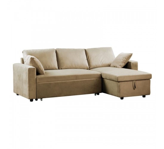 MONTREAL Καναπές Κρεβάτι Γωνία Αναστρέψιμη με Αποθηκευτικό Χώρο, Velure Μπεζ  223x146x80x83cm Bed:118x194x46 [-Μπεζ-Tortora-Sand-Cappuccino-] [-Ύφασμα-] Ε9586,70