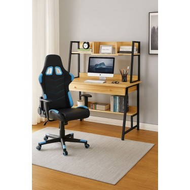 STUDENT-1 Set Γραφείο Η/Υ Sonoma - Μαύρο   Πολυθρόνα Gaming Μαύρο - Μπλε  Desk:120x48x73 Chair:67x69x124 [-Μαύρο-, -Φυσικό-] [-Melamine-, -Μέταλλο-] ΕΟ710,2