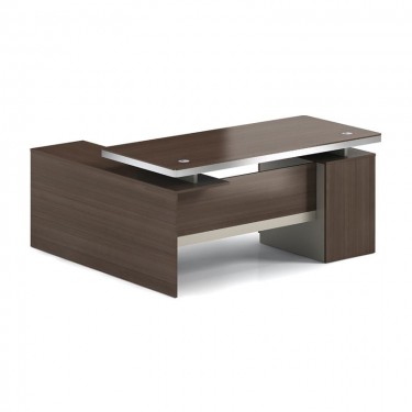 CONCEPT Γραφείο Αναστρέψιμη Γωνία, Απόχρωση Καρυδί - Μπεζ  180x80/160x40 (H.75/62)cm [-Καρυδί-, -Μπεζ-Tortora-Sand-Cappuccino-] [-Melamine-] ΕΟ804,2