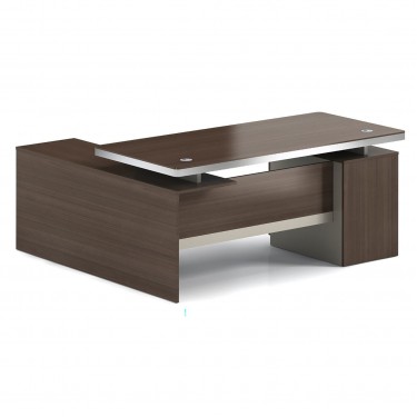 CONCEPT Γραφείο Αναστρέψιμη Γωνία, Απόχρωση Καρυδί - Μπεζ  200x80/160x40 (H.75/62)cm [-Καρυδί-, -Μπεζ-Tortora-Sand-Cappuccino-] [-Melamine-] ΕΟ804,3