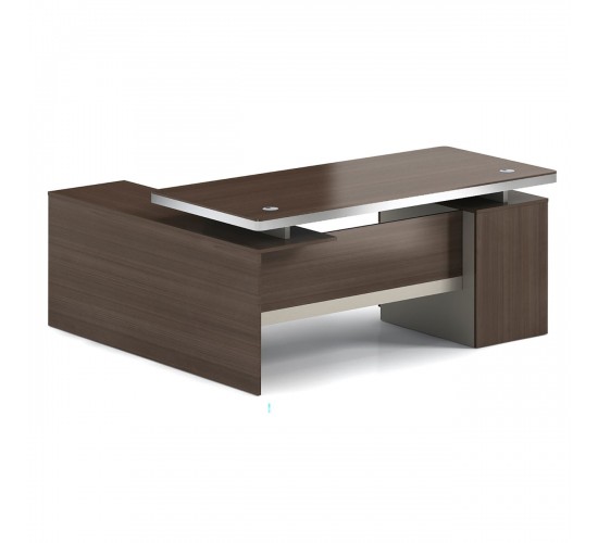 CONCEPT Γραφείο Αναστρέψιμη Γωνία, Απόχρωση Καρυδί - Μπεζ  200x80/160x40 (H.75/62)cm [-Καρυδί-, -Μπεζ-Tortora-Sand-Cappuccino-] [-Melamine-] ΕΟ804,3