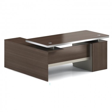 CONCEPT Γραφείο Αναστρέψιμη Γωνία, Απόχρωση Καρυδί - Μπεζ  200x80/160x40 (H.75/62)cm [-Καρυδί-, -Μπεζ-Tortora-Sand-Cappuccino-] [-Melamine-] ΕΟ804,3