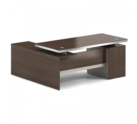 CONCEPT Γραφείο Αναστρέψιμη Γωνία, Απόχρωση Καρυδί - Μπεζ  200x80/160x40 (H.75/62)cm [-Καρυδί-, -Μπεζ-Tortora-Sand-Cappuccino-] [-Melamine-] ΕΟ804,3