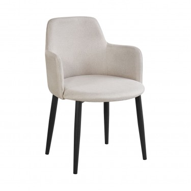 SOUL Πολυθρόνα Τραπεζαρίας Σαλονιού - Κουζίνας, Μέταλλο Βαφή Μαύρο, Ύφασμα Μπεζ  57x60x78cm [-Μαύρο-, -Μπεζ-Tortora-Sand-Cappuccino-] [-Μέταλλο-, -Ύφασμα-] ΕΜ713,4