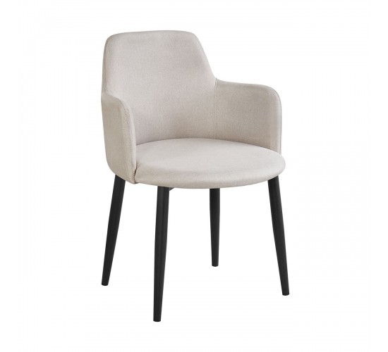 SOUL Πολυθρόνα Τραπεζαρίας Σαλονιού - Κουζίνας, Μέταλλο Βαφή Μαύρο, Ύφασμα Μπεζ  57x60x78cm [-Μαύρο-, -Μπεζ-Tortora-Sand-Cappuccino-] [-Μέταλλο-, -Ύφασμα-] ΕΜ713,4