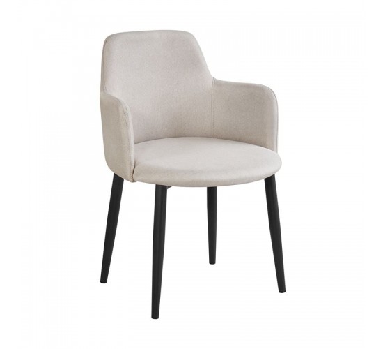 SOUL Πολυθρόνα Τραπεζαρίας Σαλονιού - Κουζίνας, Μέταλλο Βαφή Μαύρο, Ύφασμα Μπεζ  57x60x78cm [-Μαύρο-, -Μπεζ-Tortora-Sand-Cappuccino-] [-Μέταλλο-, -Ύφασμα-] ΕΜ713,4