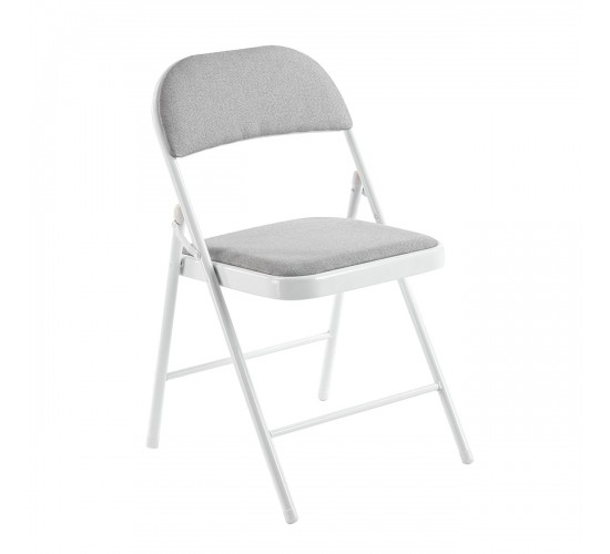 BRENDA Καρέκλα Πτυσσόμενη, Μέταλλο Βαφή Άσπρο, Ύφασμα Γκρι  46x46x78cm [-Άσπρο-, -Γκρι-] [-Μέταλλο-, -Ύφασμα-] Ε5570,5