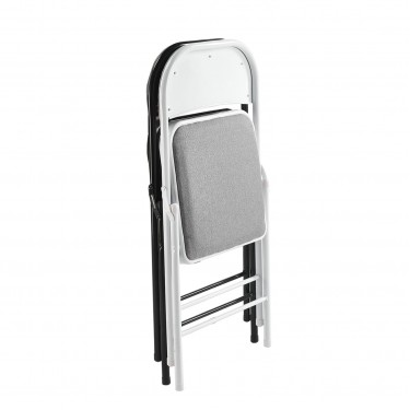 BRENDA Καρέκλα Πτυσσόμενη, Μέταλλο Βαφή Άσπρο, Ύφασμα Γκρι  46x46x78cm [-Άσπρο-, -Γκρι-] [-Μέταλλο-, -Ύφασμα-] Ε5570,5