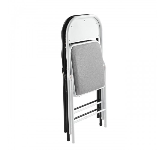 BRENDA Καρέκλα Πτυσσόμενη, Μέταλλο Βαφή Άσπρο, Ύφασμα Γκρι  46x46x78cm [-Άσπρο-, -Γκρι-] [-Μέταλλο-, -Ύφασμα-] Ε5570,5