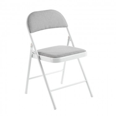 BRENDA Καρέκλα Πτυσσόμενη, Μέταλλο Βαφή Άσπρο, Ύφασμα Γκρι  46x46x78cm [-Άσπρο-, -Γκρι-] [-Μέταλλο-, -Ύφασμα-] Ε5570,5