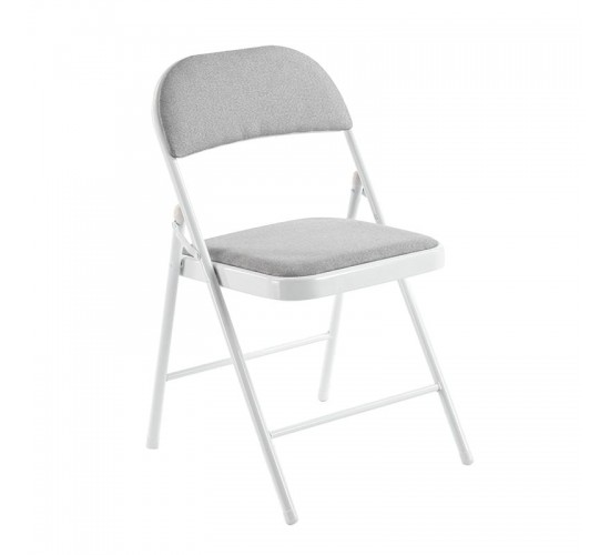 BRENDA Καρέκλα Πτυσσόμενη, Μέταλλο Βαφή Άσπρο, Ύφασμα Γκρι  46x46x78cm [-Άσπρο-, -Γκρι-] [-Μέταλλο-, -Ύφασμα-] Ε5570,5