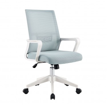 BF2965 Πολυθρόνα Γραφείου Ύφασμα Γκρι-Μπλε Mesh, Βάση PP Άσπρο  63x58x97/107cm [-Άσπρο-, -Μπλε-] [-Ύφασμα Mesh-] ΕΟ585,2