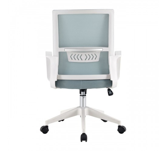 BF2965 Πολυθρόνα Γραφείου Ύφασμα Γκρι-Μπλε Mesh, Βάση PP Άσπρο  63x49x93/103cm [-Άσπρο-, -Μπλε-] [-Ύφασμα Mesh-] ΕΟ585,2