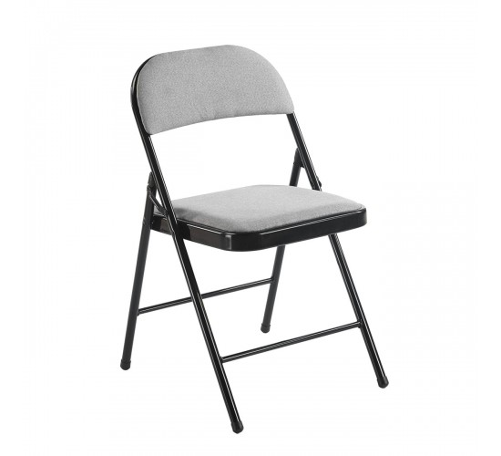 BRENDA Καρέκλα Πτυσσόμενη, Μέταλλο Βαφή Μαύρο, Ύφασμα Γκρι  46x46x78cm [-Γκρι-, -Μαύρο-] [-Μέταλλο-, -Ύφασμα-] Ε5570,1