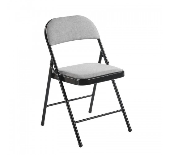BRENDA Καρέκλα Πτυσσόμενη, Μέταλλο Βαφή Μαύρο, Ύφασμα Γκρι  46x46x78cm [-Γκρι-, -Μαύρο-] [-Μέταλλο-, -Ύφασμα-] Ε5570,1