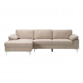 ALEX Καναπές Σαλονιού Καθιστικού Δεξιά Γωνία, Ύφασμα Μπεζ Velure  264x132x75cm H.80cm [-Μπεζ-Tortora-Sand-Cappuccino-] [-Ύφασμα-] Ε966,5