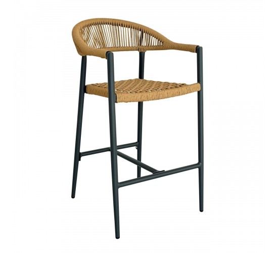 MADISON Σκαμπό Bar, ALU Ανθρακί, Rope Wicker Φυσικό  56x57x100cm [-Ανθρακί-, -Φυσικό-] [-Wicker-, -Αλουμίνιο-] Ε6725