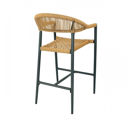 MADISON Σκαμπό Bar, ALU Ανθρακί, Rope Wicker Φυσικό  56x57x100cm [-Ανθρακί-, -Φυσικό-] [-Wicker-, -Αλουμίνιο-] Ε6725