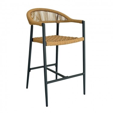 MADISON Σκαμπό Bar, ALU Ανθρακί, Rope Wicker Φυσικό  56x57x100cm [-Ανθρακί-, -Φυσικό-] [-Wicker-, -Αλουμίνιο-] Ε6725