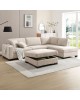 DORNO Καναπές Σαλονιού Αριστερή Γωνία με Αποθηκευτικό Σκαμπό, Ύφασμα Μπεζ  308x207/98xH91cm, 98x98x50cm [-Μπεζ-Tortora-Sand-Cappuccino-] [-Ύφασμα-] Ε9414,3