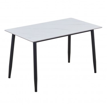 OSLO Τραπέζι Κουζίνας- Εστιατορίου,Μέταλλο Βαφή Μαύρο -Sintered Stone White Marble  120x70x75cm [-Άσπρο-, -Μαύρο-] [-Μέταλλο-, -Τεχνόπετρα-] ΕΜ856,1