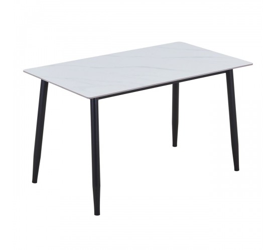 OSLO Τραπέζι Κουζίνας- Εστιατορίου,Μέταλλο Βαφή Μαύρο -Sintered Stone White Marble  120x70x75cm [-Άσπρο-, -Μαύρο-] [-Μέταλλο-, -Τεχνόπετρα-] ΕΜ856,1
