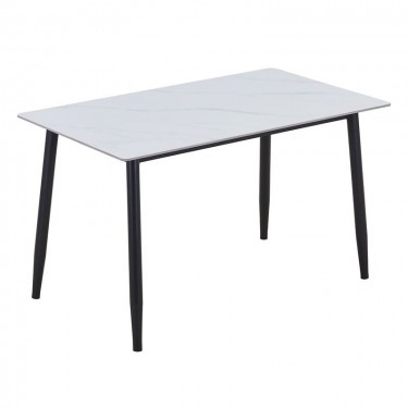 OSLO Τραπέζι Κουζίνας- Εστιατορίου,Μέταλλο Βαφή Μαύρο -Sintered Stone White Marble  120x70x75cm [-Άσπρο-, -Μαύρο-] [-Μέταλλο-, -Τεχνόπετρα-] ΕΜ856,1