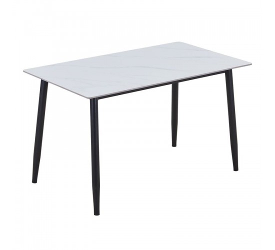 OSLO Τραπέζι Κουζίνας- Εστιατορίου,Μέταλλο Βαφή Μαύρο -Sintered Stone White Marble  120x70x75cm [-Άσπρο-, -Μαύρο-] [-Μέταλλο-, -Τεχνόπετρα-] ΕΜ856,1