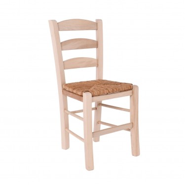 ΣΚΥΡΟΣ Καρέκλα Άβαφη Οξιά με Ψάθα Αβίδωτη  41x43x89cm [-Άβαφο-] [-Ξύλο-, -Ψάθα-] Ρ930,0