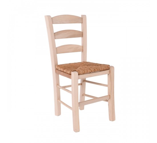 ΣΚΥΡΟΣ Καρέκλα Άβαφη Οξιά με Ψάθα Αβίδωτη  41x43x89cm [-Άβαφο-] [-Ξύλο-, -Ψάθα-] Ρ930,0