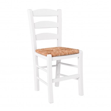 ΣΚΥΡΟΣ Καρέκλα Οξιά Βαφή Εμποτισμού Λάκα Άσπρο, Κάθισμα Ψάθα  41x43x89cm [-Άσπρο-, -Φυσικό-] [-Ξύλο-, -Ψάθα-] Ρ930,Ε8