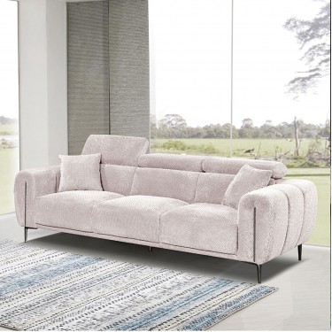 SEVILLE Kαναπές 3Θέσιος Σαλονιού - Καθιστικού, Teddy Ύφασμα Μπεζ  220x96cm H.75/95cm [-Μπεζ-Tortora-Sand-Cappuccino-] [-Ύφασμα-] Ε9509,31