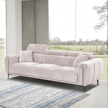 SEVILLE Kαναπές 3Θέσιος Σαλονιού - Καθιστικού, Teddy Ύφασμα Μπεζ  220x96cm H.75/95cm [-Μπεζ-Tortora-Sand-Cappuccino-] [-Ύφασμα-] Ε9509,31