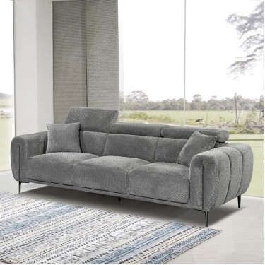 SEVILLE Kαναπές 3Θέσιος Σαλονιού - Καθιστικού, Teddy Ύφασμα Σκούρο Γκρι  220x96cm H.75/95cm [-Ανθρακί-] [-Ύφασμα-] Ε9509,32