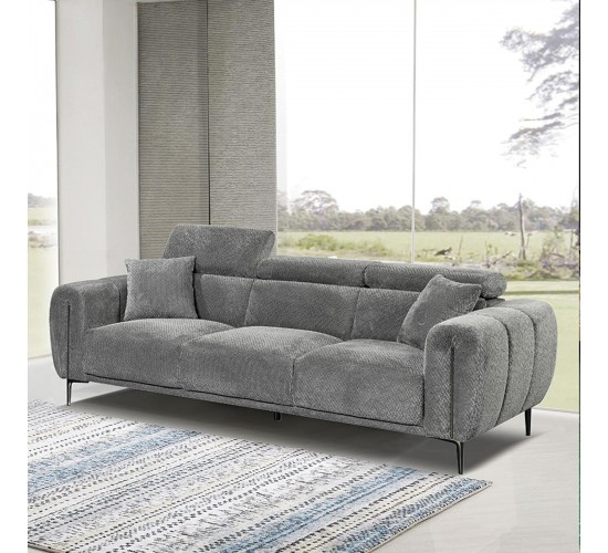 SEVILLE Kαναπές 3Θέσιος Σαλονιού - Καθιστικού, Teddy Ύφασμα Σκούρο Γκρι  220x94x90cm [-Ανθρακί-] [-Ύφασμα-] Ε9509,32