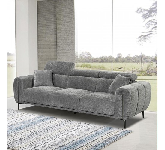 SEVILLE Kαναπές 3Θέσιος Σαλονιού - Καθιστικού, Teddy Ύφασμα Σκούρο Γκρι  220x94x90cm [-Ανθρακί-] [-Ύφασμα-] Ε9509,32