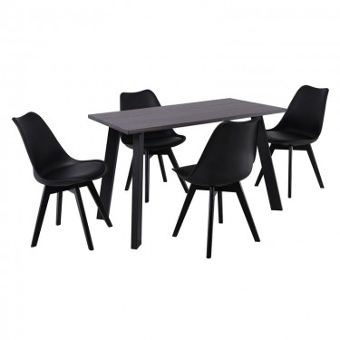 MARTIN Set Τραπεζαρία: Τραπέζι   4 Καρέκλες, MDF Grey Walnut, Μέταλλο-Ξύλο-PP και PU Μαύρο  Table:120x70x75 Chair:49x57x82 [-Γκρι-, -Μαύρο-] [-MDF - Κόντρα Πλακέ - Καπλαμάς - Νοβοπάν-, -PP - PC - ABS-] ΕΜ820,2S