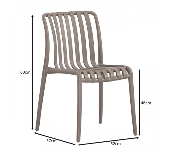 MODA-H Καρέκλα Στοιβαζόμενη, PP - UV Protection, Απόχρωση Mocha  52x57x80cm [-Μπεζ-Tortora-Sand-Cappuccino-] [-PP - PC - ABS-] Ε3801,3Η