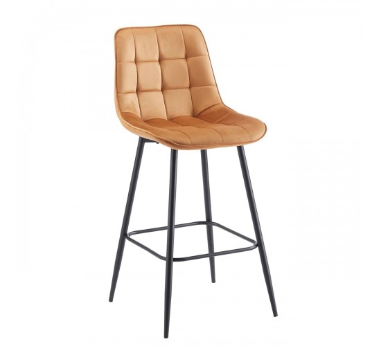 MYRIAM Σκαμπό BAR, Μέταλλο Βαφή Μαύρο, Ύφασμα Velure Μπεζ  54x43x75/105cm [-Μαύρο-, -Μπεζ-Tortora-Sand-Cappuccino-] [-Μέταλλο-, -Ύφασμα-] ΕΜ7916,4