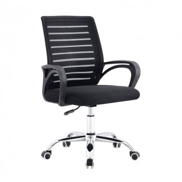 BF2140 Πολυθρόνα Γραφείου Μέταλλο Χρώμιο, Mesh Μαύρο  63x58x89/99cm [-Μαύρο-] [-Ύφασμα Mesh-] ΕΟ257,1