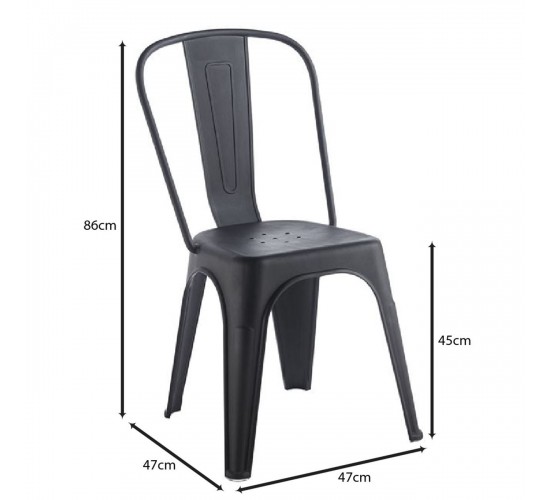 RELIX PP Καρέκλα Στοιβαζόμενη, PP Απόχρωση Μαύρο  47x47x86cm [-Μαύρο-] [-PP - PC - ABS-] Ε51910,1