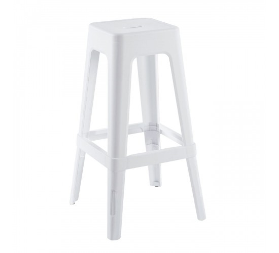 RELIX PP Σκαμπό BAR Στοιβαζόμενο, PP Απόχρωση Άσπρο  42x42x76cm [-Άσπρο-] [-PP - PC - ABS-] Ε51900